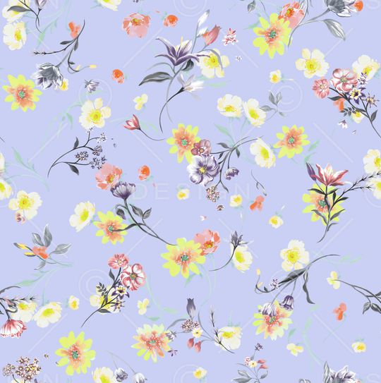 手绘花卉印花华亿平台图片