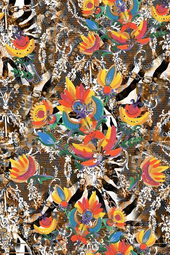 民族花卉印花华亿平台图片