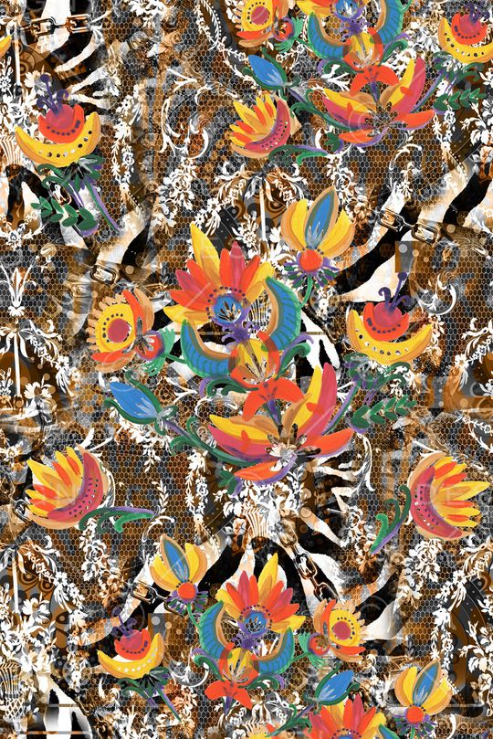 民族花卉印花华亿平台图片