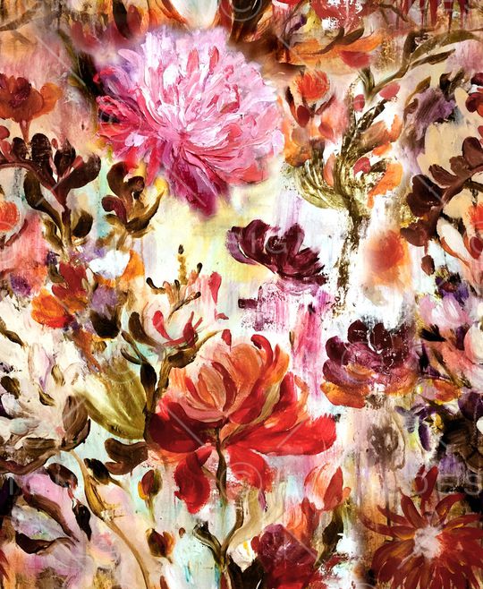 手绘花卉印花华亿平台图片