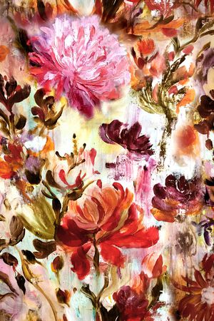 手绘花卉印花华亿平台图片