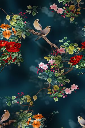 花鸟印花华亿平台图片