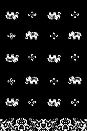 黑底花卉印花华亿平台图片