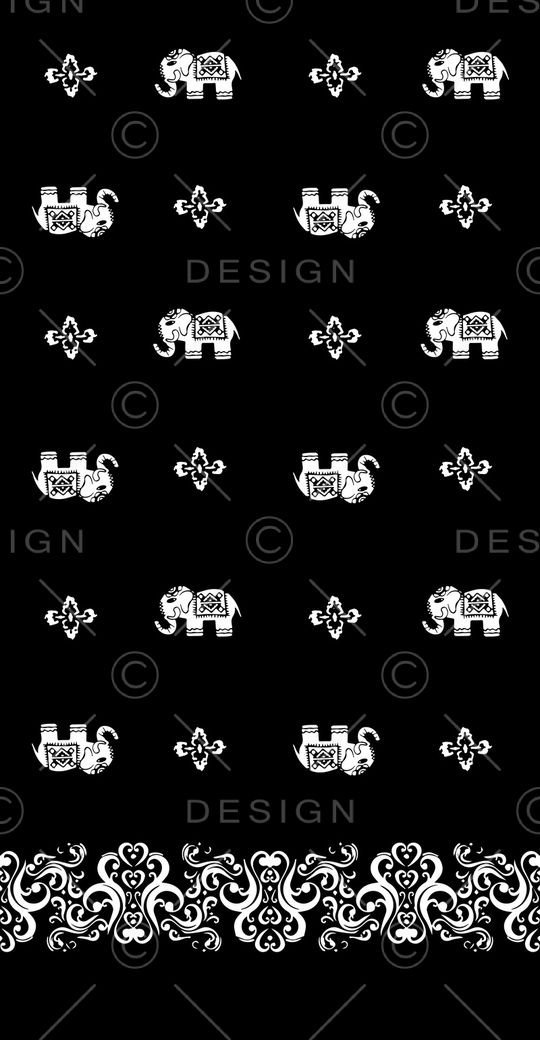 黑底花卉印花华亿平台图片