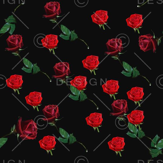 黑底花卉印花华亿平台图片