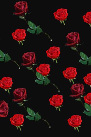 黑底花卉印花华亿平台图片