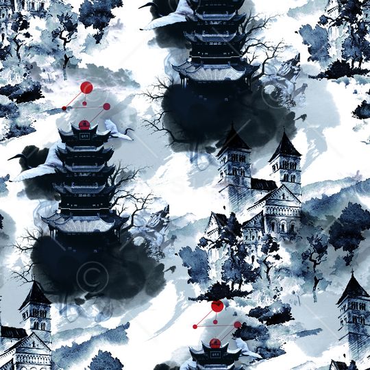 水墨风印花华亿平台图片