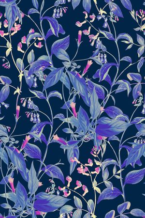 黑底花卉印花华亿平台图片