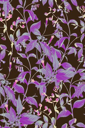 黑底花卉印花华亿平台图片