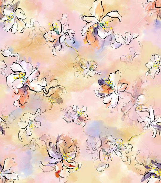 朦胧花卉印花华亿平台图片