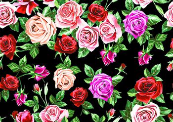 玫瑰花印花华亿平台图片