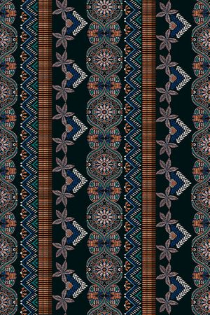 黑底花卉印花华亿平台图片