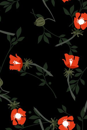 黑底花卉印花华亿平台图片