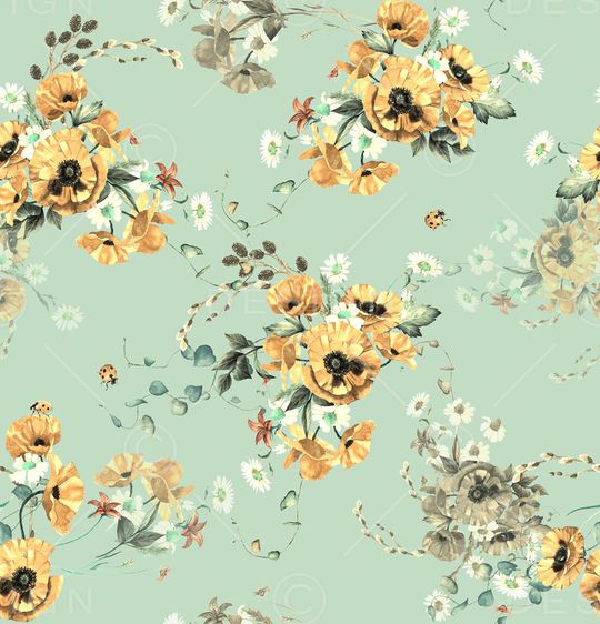 黑底花卉印花华亿平台图片