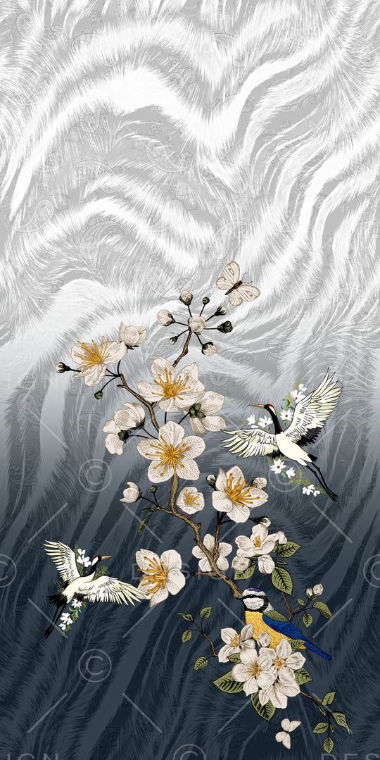 抽象花卉印花华亿平台图片