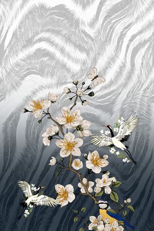 抽象花卉印花华亿平台图片