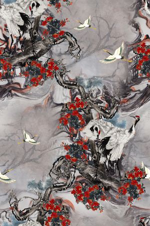 仙鹤印花华亿平台图片