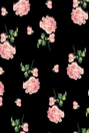 黑底花卉印花华亿平台图片