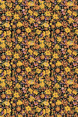 黑底花卉印花华亿平台图片