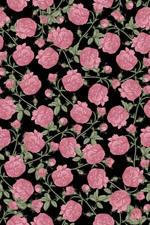 黑底花卉印花华亿平台图片