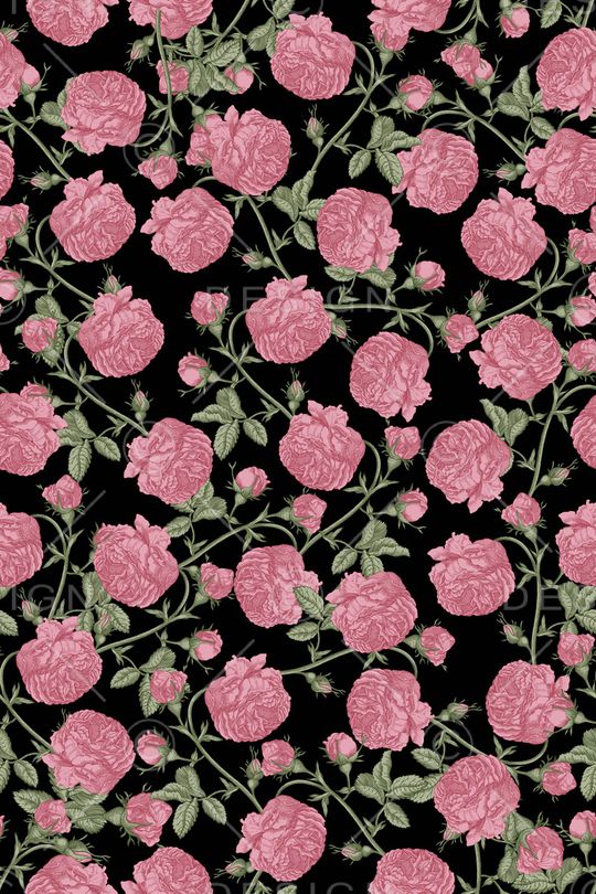 黑底花卉印花华亿平台图片