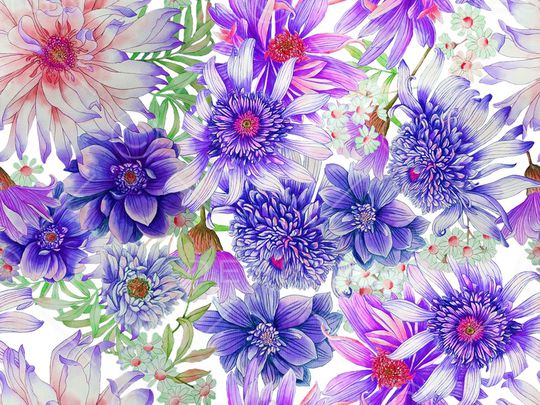 满底花卉印花华亿平台图片