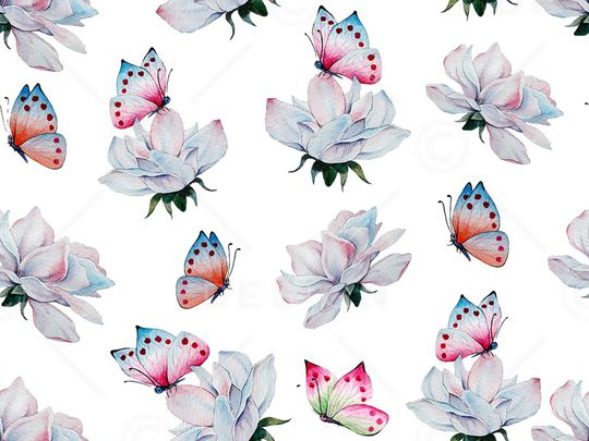 花卉蝴蝶印花华亿平台图片