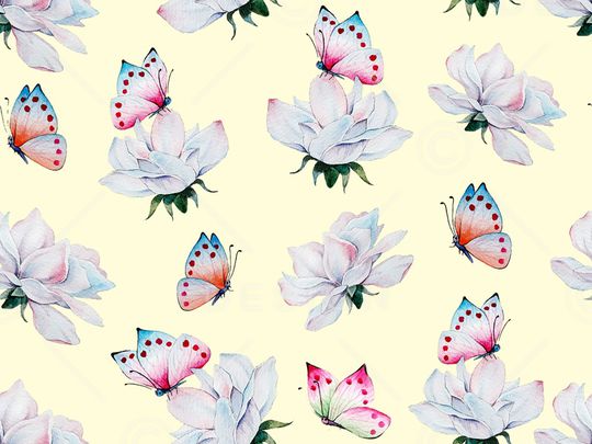 花卉蝴蝶印花华亿平台图片