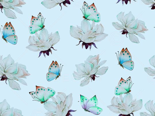 花卉蝴蝶印花华亿平台图片