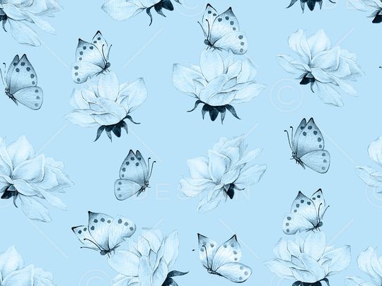 花卉蝴蝶印花华亿平台图片