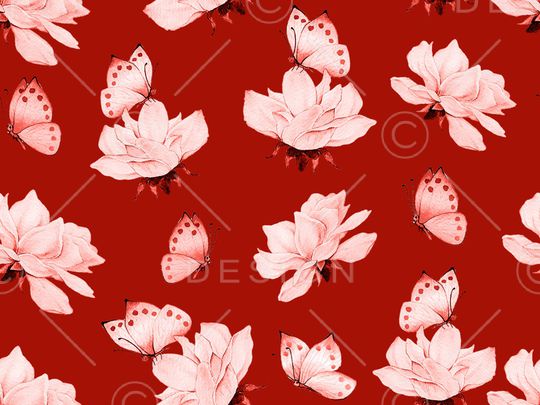 花卉蝴蝶印花华亿平台图片