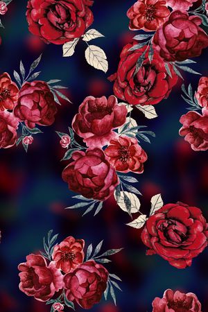 手绘花卉印花华亿平台图片