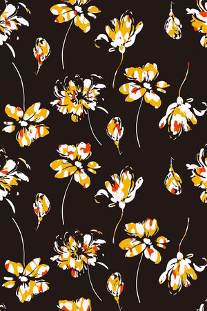 黑底花卉印花华亿平台图片