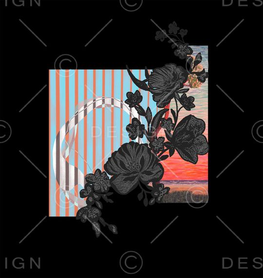 胸前独幅印花华亿平台图片