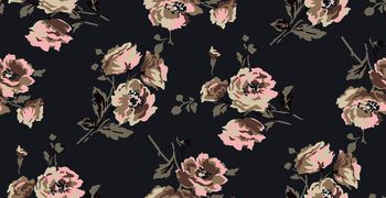 黑底花卉印花华亿平台图片