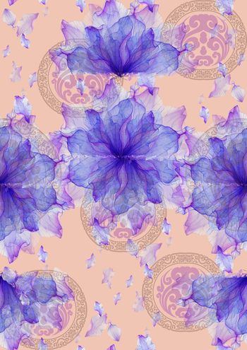 彩底花卉印花华亿平台图片