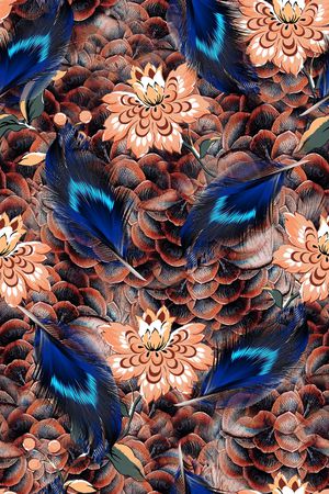 羽毛印花华亿平台图片