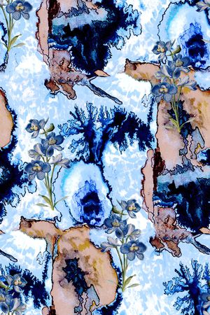 蓝色印花华亿平台图片