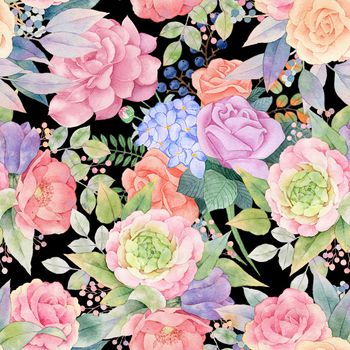 水彩花卉印花华亿平台图片