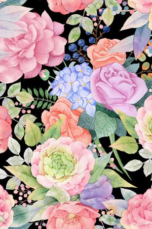 水彩花卉印花华亿平台图片