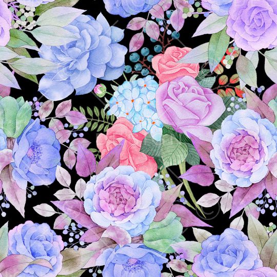 水彩花卉印花华亿平台图片