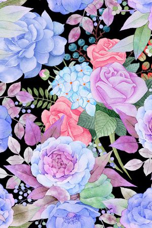 水彩花卉印花华亿平台图片