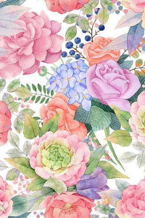 水彩花卉印花华亿平台图片