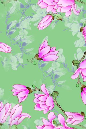 清爽底花卉印花华亿平台图片