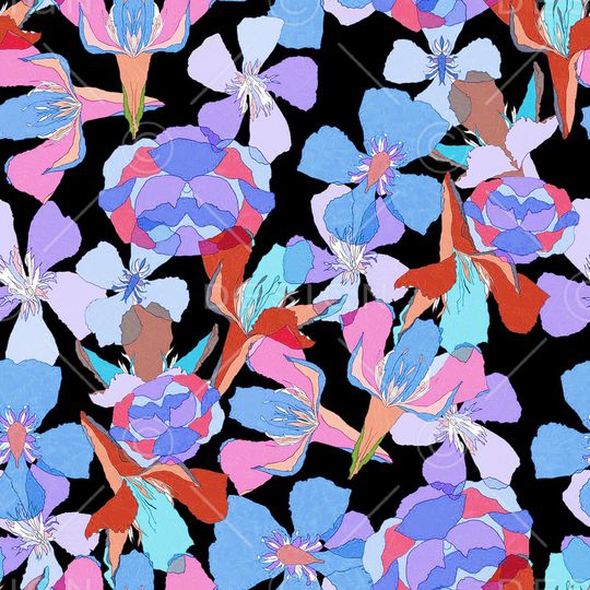 抽象花卉印花华亿平台图片