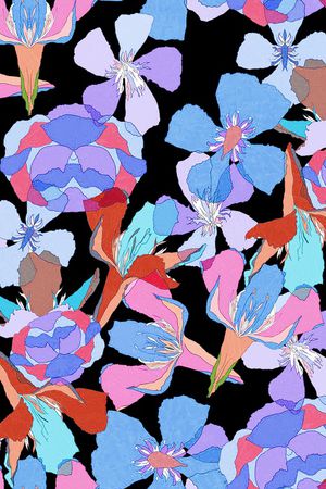 抽象花卉印花华亿平台图片