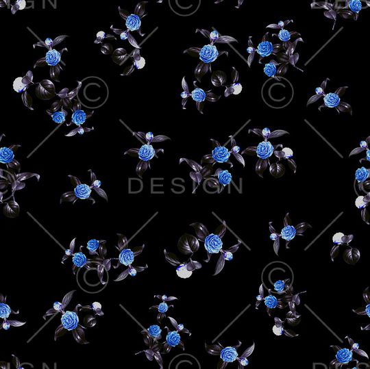 黑底花卉印花华亿平台图片