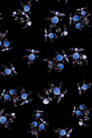 黑底花卉印花华亿平台图片