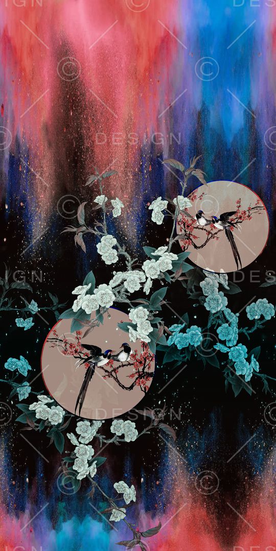 中国风定位花印花华亿平台图片