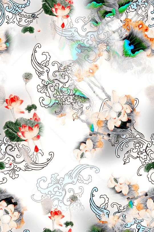 荷花印花华亿平台图片